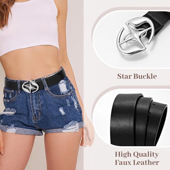 Women's Buckle Cowgirl Belts Bling Faux Leather Belt With Cross and Diamond - Picture 3 of 5